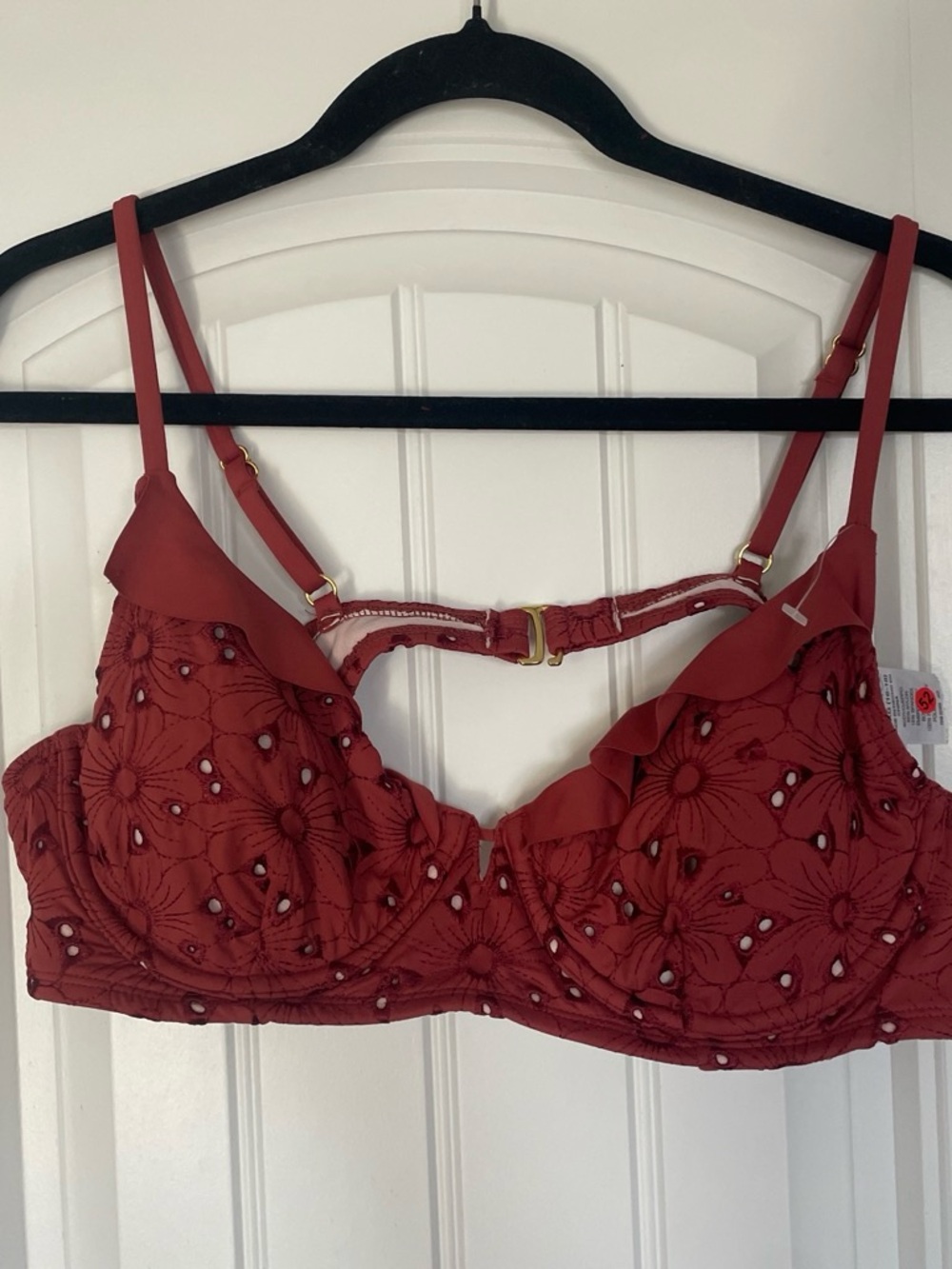 Time and Tru Floral Eyelet Underwire Bra - Rust Red